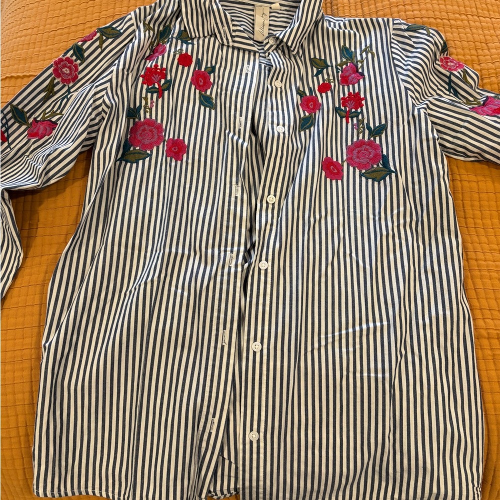 Allison Joy Navy and White Striped Top